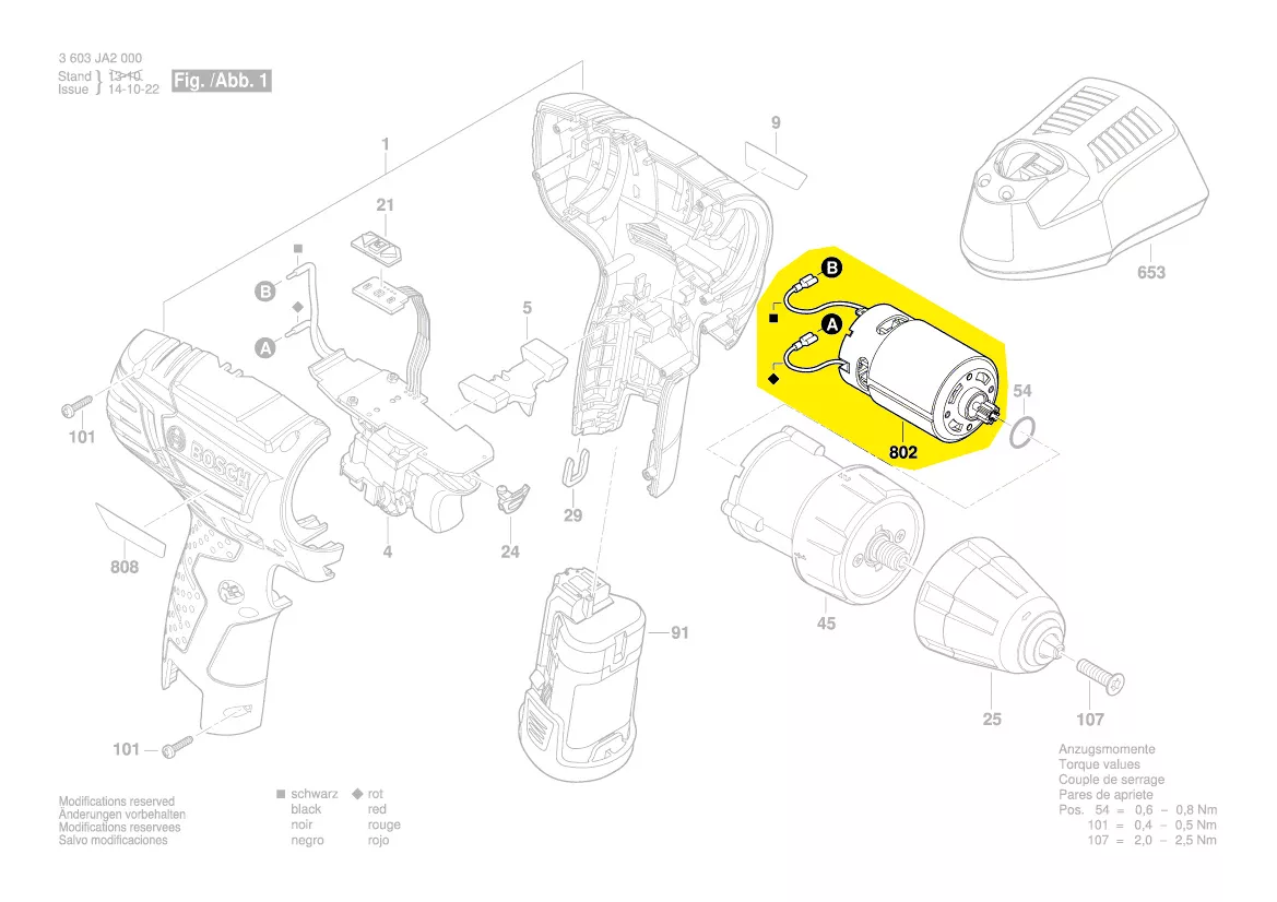 Moteur 10,8V réf. 2 609 007 228 Bosch